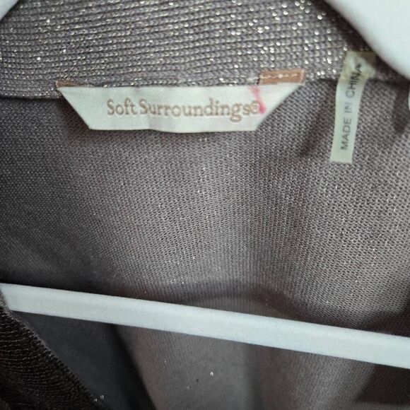 Soft Surroundings Open Front Cardigan Sweater Sequin Metallic Size Medium Petite - Picture 6 of 8